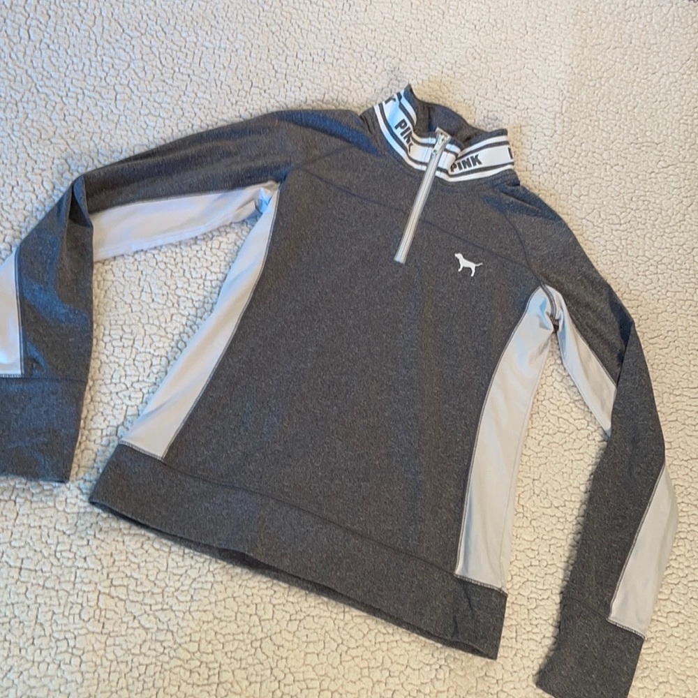 VS pink grey quarter zip